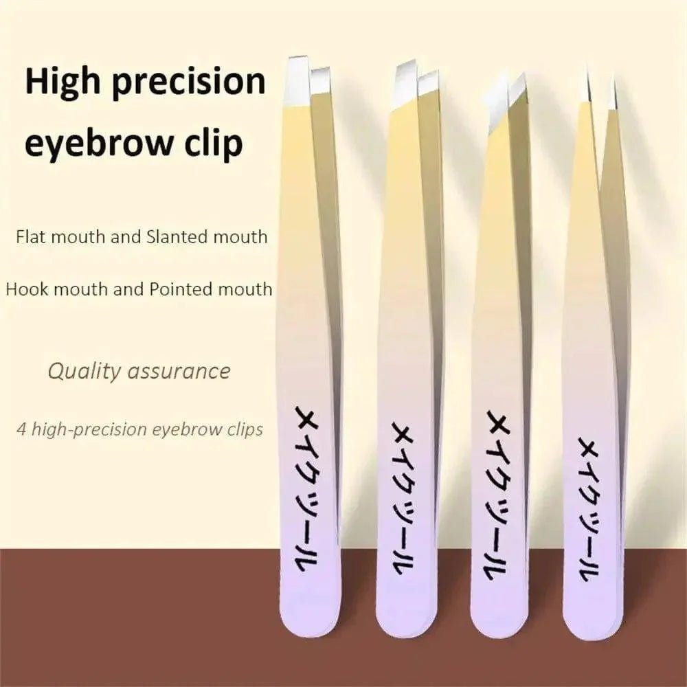Ouriner Eyebrow Tweezers Set 4 Pcs Stainless Steel Eyebrow Forceps Professional Beauty Tool Set For Facial Hair Inward Growing - Womans Fashion
