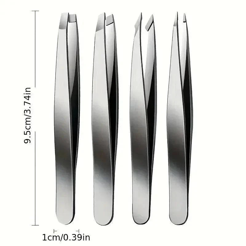 Ouriner Eyebrow Tweezers Set 4 Pcs Stainless Steel Eyebrow Forceps Professional Beauty Tool Set For Facial Hair Inward Growing - Womans Fashion