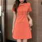 Peter Pan Collar Pullover Solid Color Short Sleeve Women's Clothing Summer Head Up Button Casual Sports Vacation Sweet Dresses - Womans Fashion
