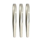 Three sleek stainless steel tweezers for precise beauty grooming and fashion skincare routines