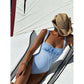Print Deep V Neck One Piece Swimsuit Women Swimwear Bodysuit Monokini High Leg Swim Suit Bathing Suit Beachwear - Womans Fashion