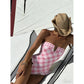 Print Deep V Neck One Piece Swimsuit Women Swimwear Bodysuit Monokini High Leg Swim Suit Bathing Suit Beachwear - Womans Fashion