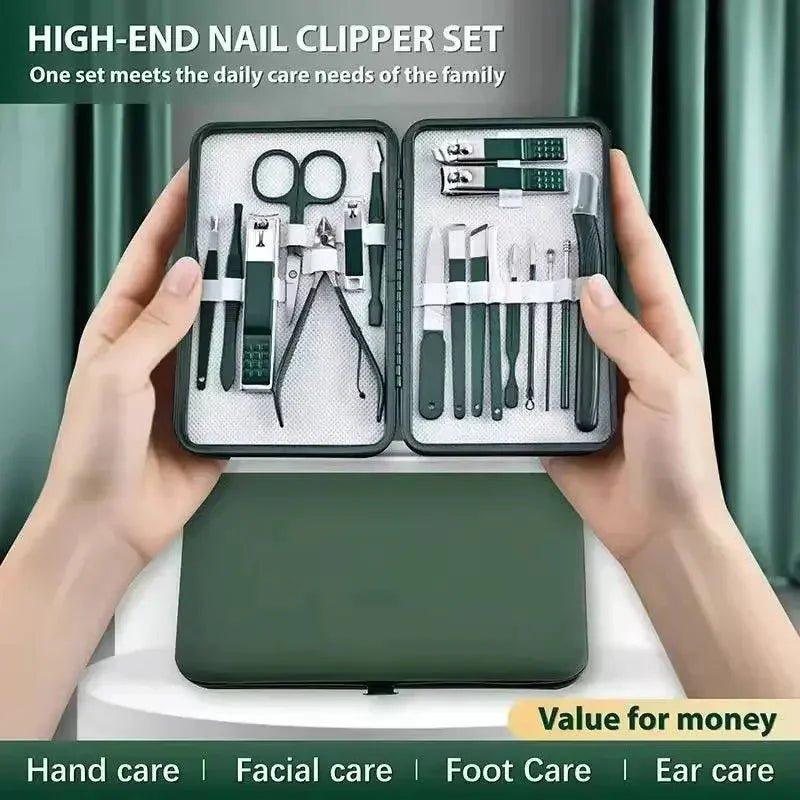 Professional nail clippers 7/10/12/18Piece Nail Care Kit Stainless Steel Manicure Pedicure Set Nail Clipper Set with Travel Case - Womans Fashion