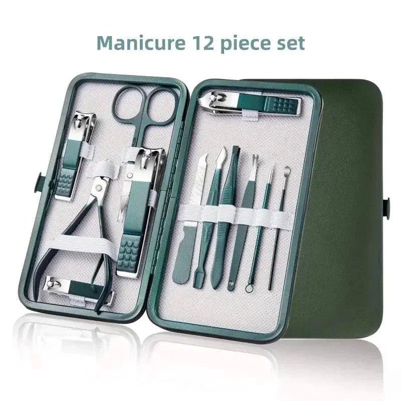 Professional nail clippers 7/10/12/18Piece Nail Care Kit Stainless Steel Manicure Pedicure Set Nail Clipper Set with Travel Case - Womans Fashion
