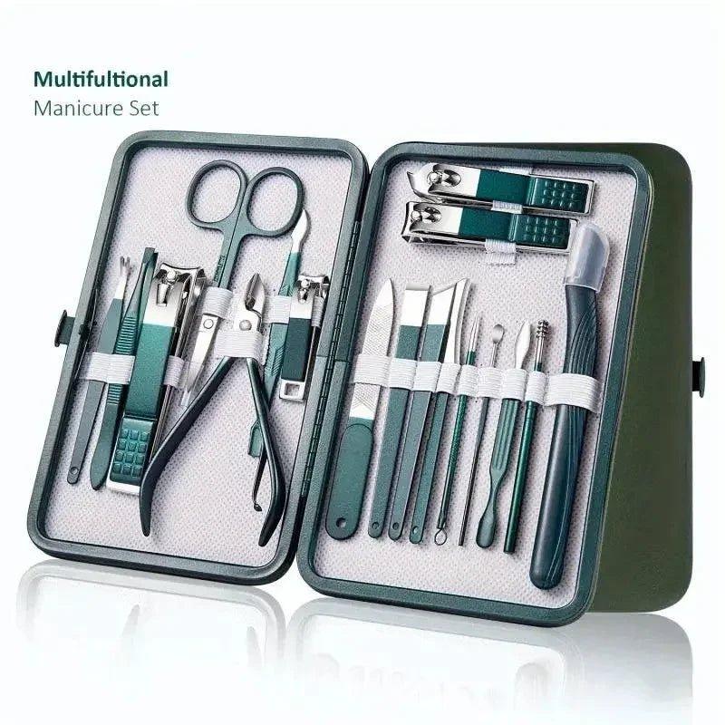 Professional nail clippers 7/10/12/18Piece Nail Care Kit Stainless Steel Manicure Pedicure Set Nail Clipper Set with Travel Case - Womans Fashion