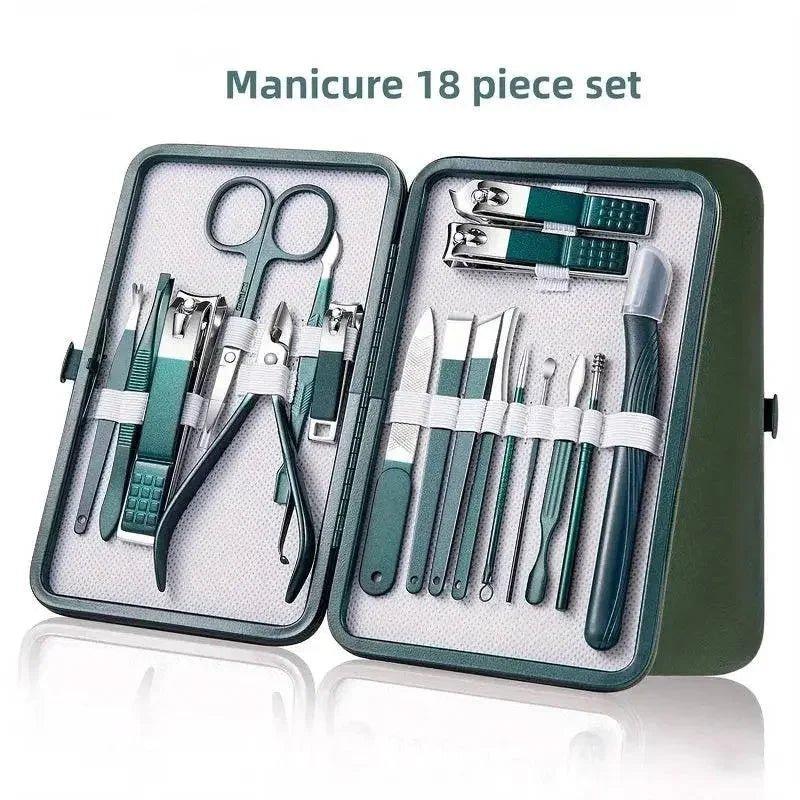 Professional nail clippers 7/10/12/18Piece Nail Care Kit Stainless Steel Manicure Pedicure Set Nail Clipper Set with Travel Case - Womans Fashion