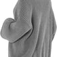 Gray waffle knit sweater with sparkly details, women's fashion top