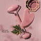 Pink jade roller and gua sha set for facial massage and beauty care