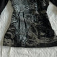 Black gothic dress with silver baroque print and embellished bodice, women's fashion
