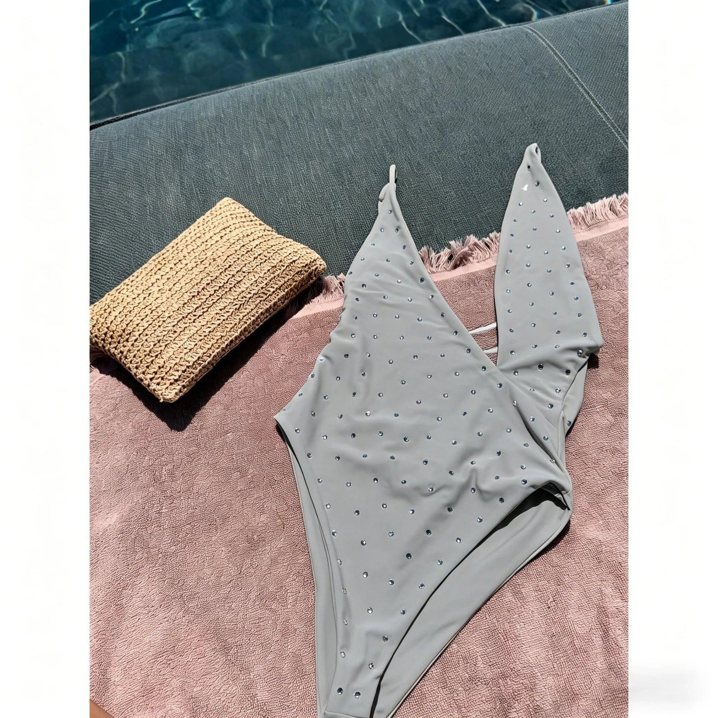 Rhinestones Swimsuit Bikini Swimwear Swimsuit Women Separates Swimwear Two Piece Side Straps Swimsuit Bathing Suit - Womans Fashion