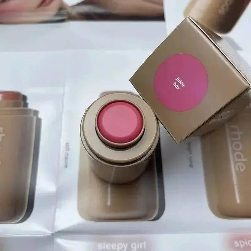 Juice Box pink lip balm in gold packaging, beauty and fashion makeup product