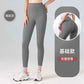 Gray high-waist women's leggings, tummy control & butt lift, fitness wear, sea rock gray color