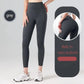 Gray high-waisted leggings for women, belly-flattening and butt-lifting design, paired with white sneakers