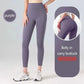 Purple high-waisted leggings with belly control and lift, perfect for women's fashion and fitness wear