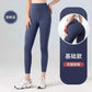 Women's high-waist navy blue leggings, tummy control & butt lift, fitness wear with white sneakers