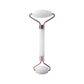 White marble facial roller with rose gold handle for skincare and beauty routines