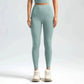 Mint green high-waisted leggings with matching crop top, ideal for women's fashion and fitness wear