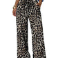Leopard print wide-leg pants for women, casual fashion with drawstring waist and pockets