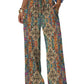 Boho print wide-leg pants with drawstring waist, perfect for women's fashion and casual wear