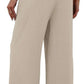Beige wide-leg women's pants with elastic waist, casual fashion style