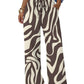 Women's wide-leg zebra print pants with drawstring waist, casual fashion style