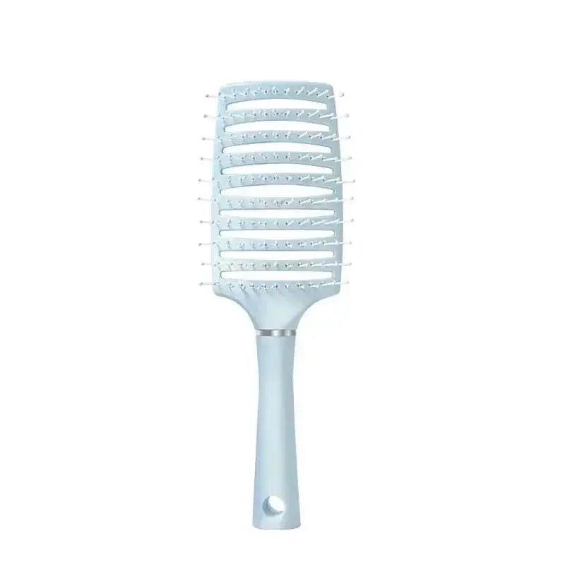 Light blue vented hairbrush for detangling and styling, perfect for women's beauty routines