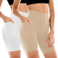 Women's high-waisted shapewear shorts in beige and white, smooth control underwear for fashion comfort