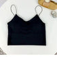Black satin camisole top with thin straps, women's fashion, stylish and elegant