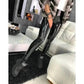 Shiny black patent leather leggings with fur coat, stylish women's fashion outfit
