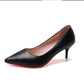 Black pointed toe high heels with red sole, women's fashion shoes
