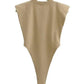 Beige sleeveless bodysuit with high-cut legs, perfect for women's fashion outfits