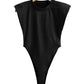 Black sleeveless bodysuit with high-cut legs, women's fashion
