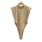 Beige sleeveless bodysuit with high-cut legs, perfect for women's fashion outfits