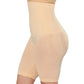Beige high-waisted shapewear shorts for women, smoothing tummy and thighs, seamless body contouring