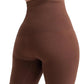 Brown high-waisted shapewear shorts for women, smooth body contouring fashion
