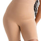 Beige high-waisted shapewear shorts for women, smooth tummy and thigh control, seamless design