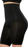 Black high-waisted shapewear shorts for women, tummy control and butt lift, seamless body shaping