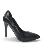 Black snakeskin high heel pumps for women's fashion