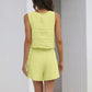 Lime green sleeveless crop top and shorts set for women's summer fashion