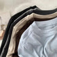 Stacked women's basic long sleeve tops in black, gray, beige, brown, and light blue for casual fashion