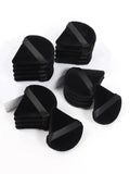 Black velvet makeup sponges with ribbon handles for beauty and fashion routines