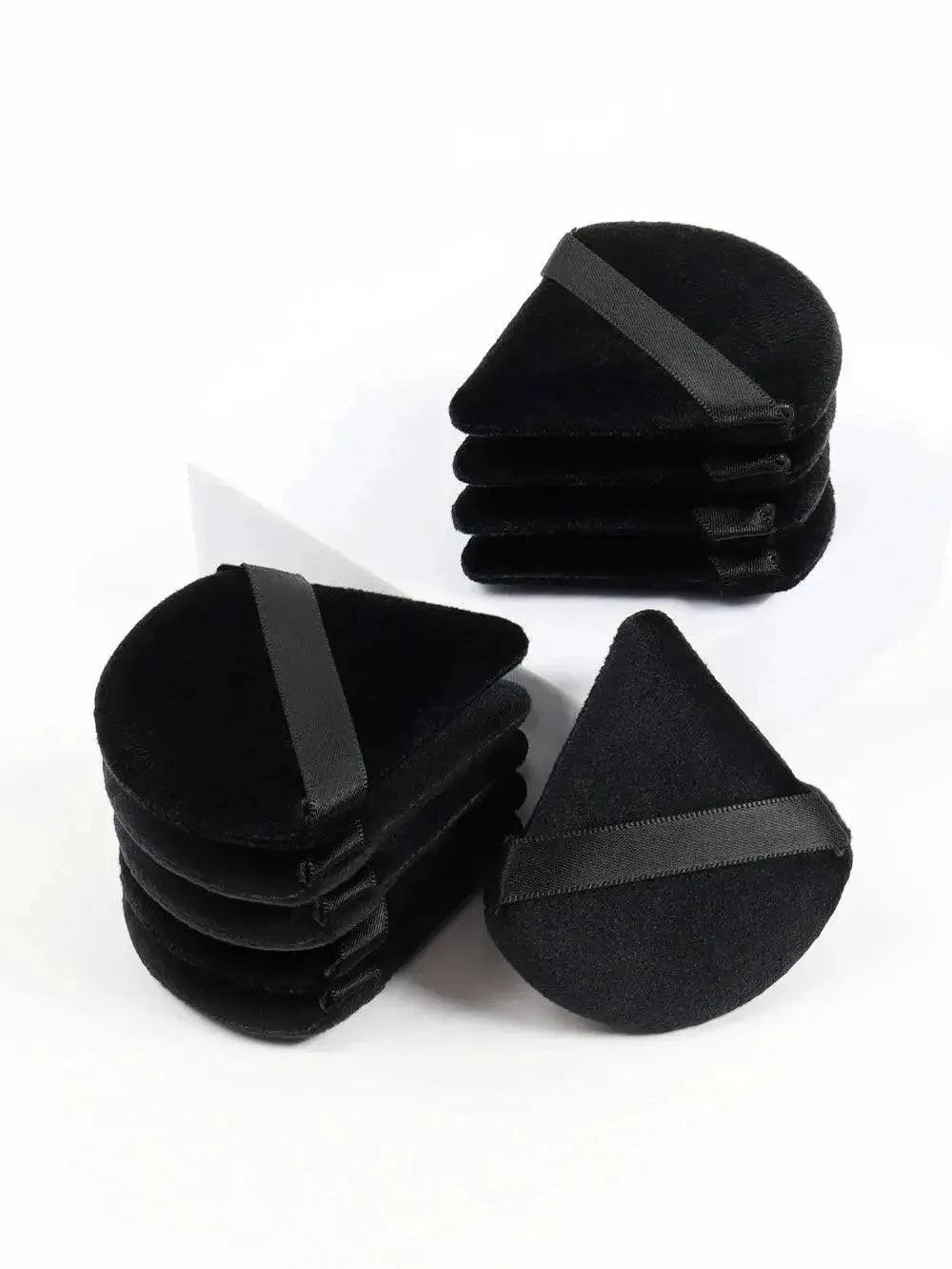 Black velvet makeup sponges with elastic bands, beauty tools for flawless application