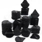 Black makeup sponges in triangle and teardrop shapes for beauty application