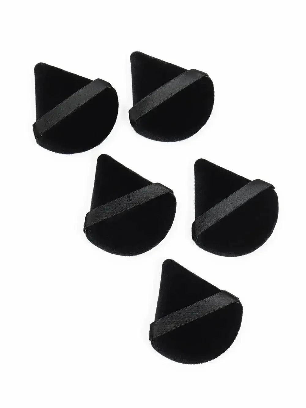 Black velvet makeup sponges with elastic bands for flawless beauty application