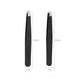 Black precision tweezers for beauty and grooming, 9.6cm length, sleek design