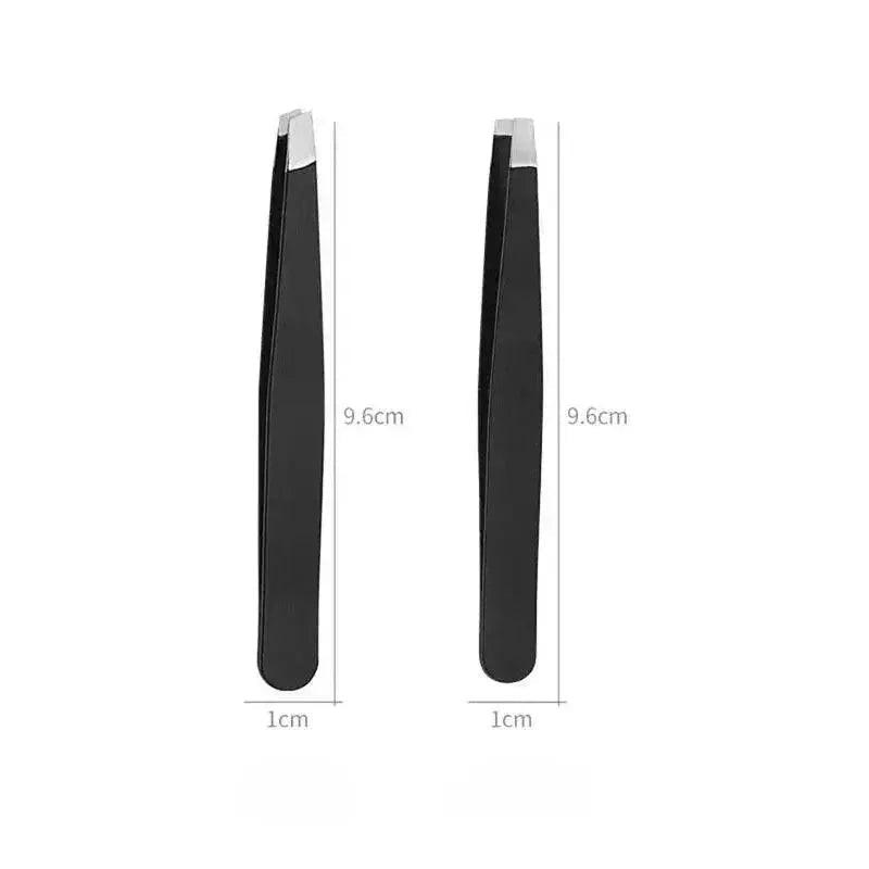 Black precision tweezers for beauty and grooming, 9.6cm length, sleek design