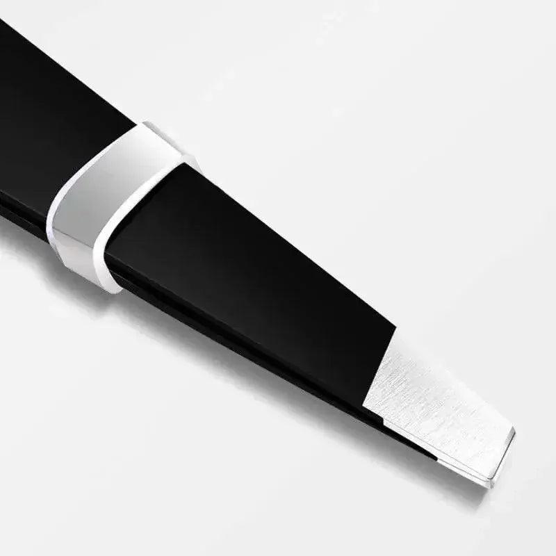Black and silver precision tweezers for beauty and grooming