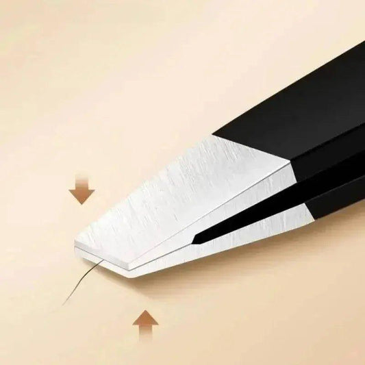 Precision tweezers with slanted tips for eyebrow grooming and beauty care