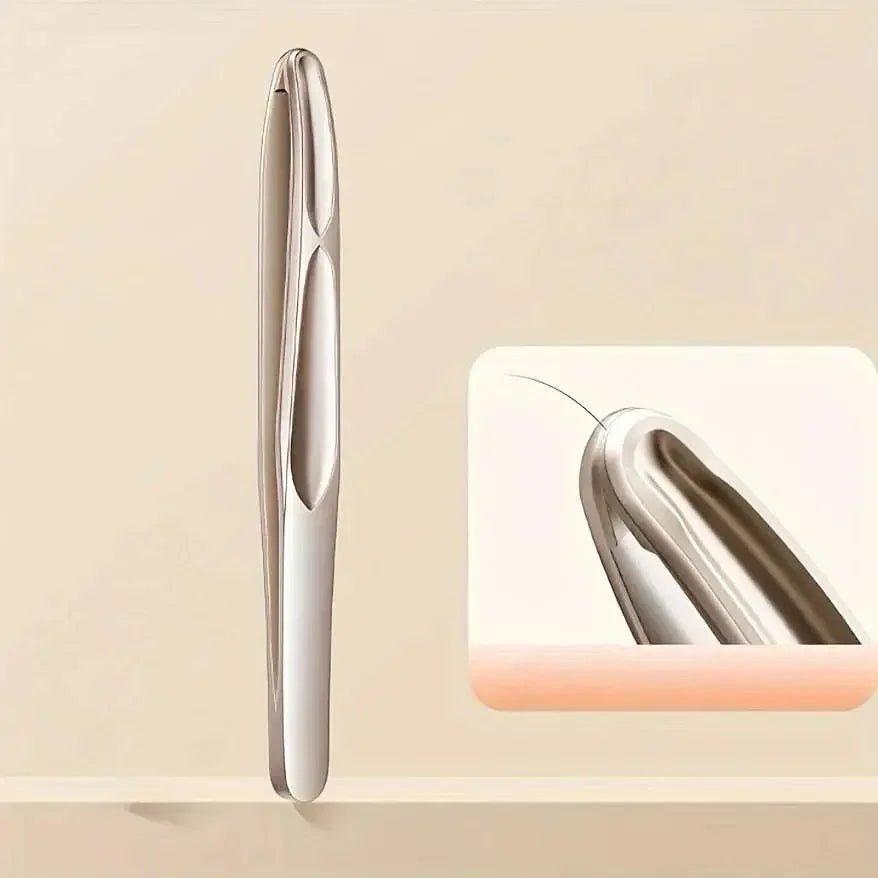 Sleek stainless steel tweezers for precise eyebrow grooming, beauty tool close-up