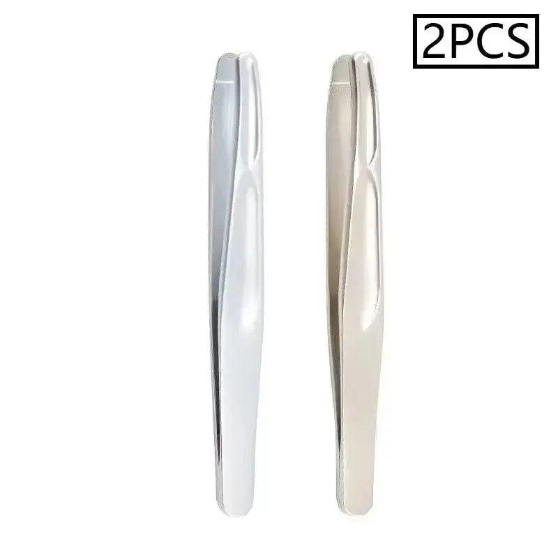 2PCS sleek silver tweezers for precise beauty grooming, perfect for women's fashion and makeup routines